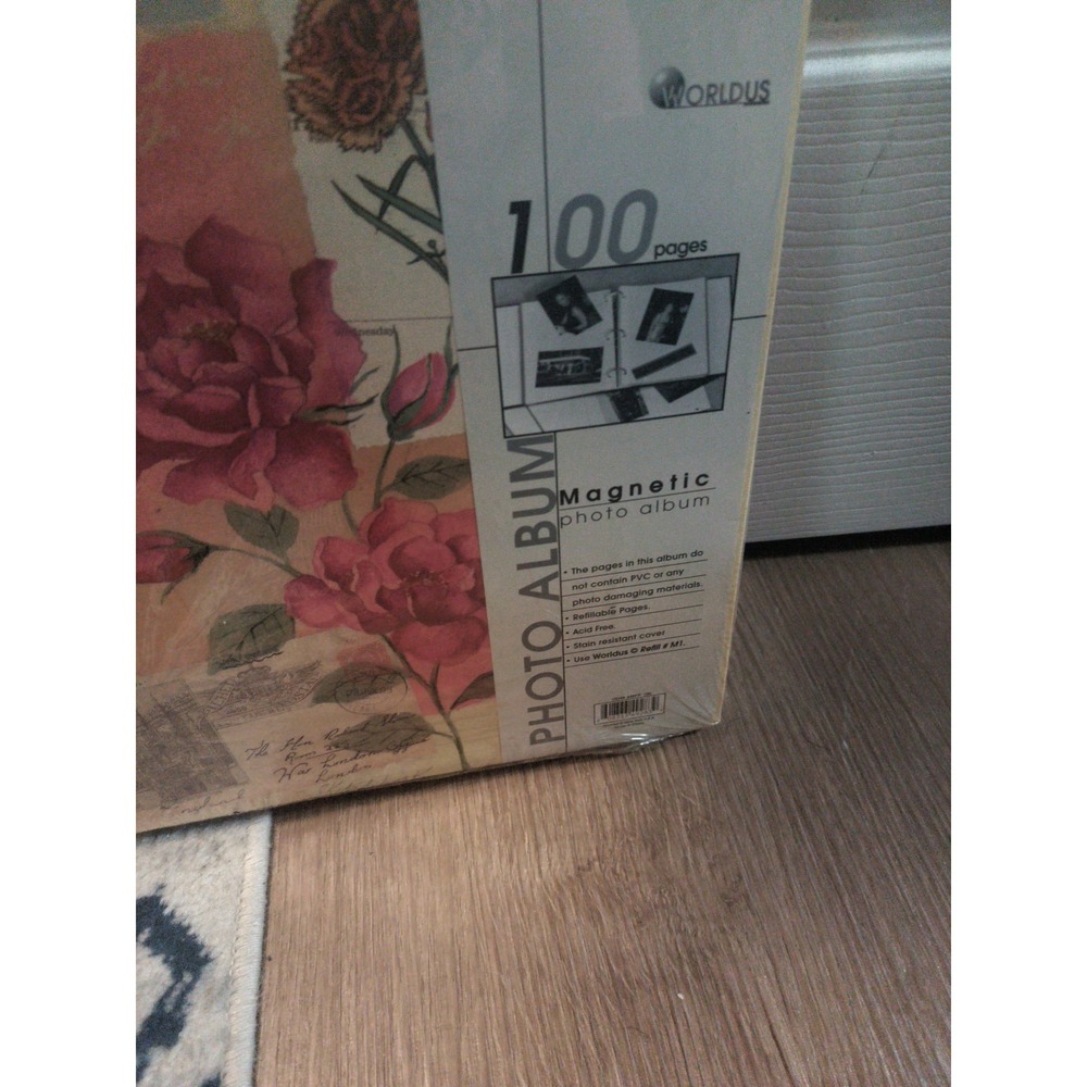 WORLDUS Floral Photo Magnetic 3-Ring Refillable Photo Album w/100 Pages Sealed - Picture 3 of 6